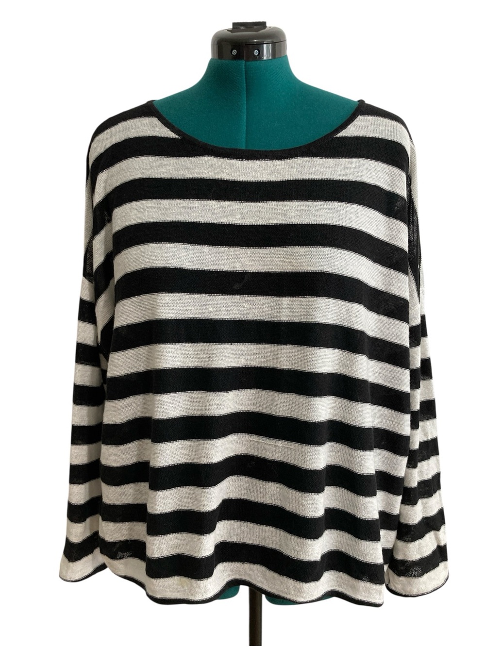 Eileen Fisher Wide Striped 100% Organic Linen Sweater